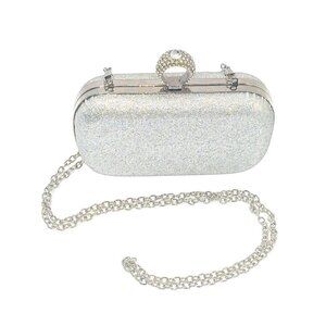 ICING SILVER GLITTER EVENING HANDBAG WITH RING FINGER CLOSURE